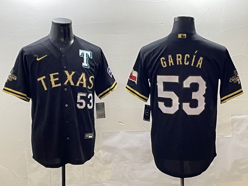 Men Texas Rangers #53 Garcia Black Gold Game 2025 Nike MLB Jersey style 1->texas rangers->MLB Jersey